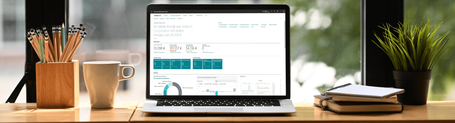 Laptop mit Screenshot aus Business Central