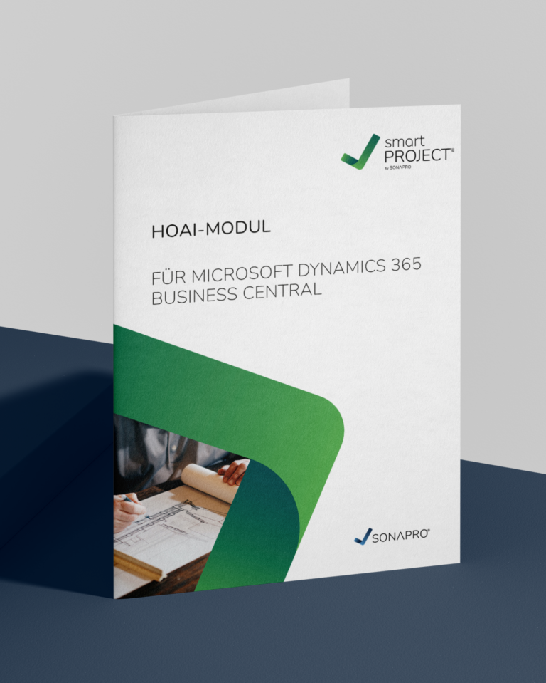 Das Bild zeigt die HOAI Modul Broschüre auf dunklem Tisch und hellem Hintergrund